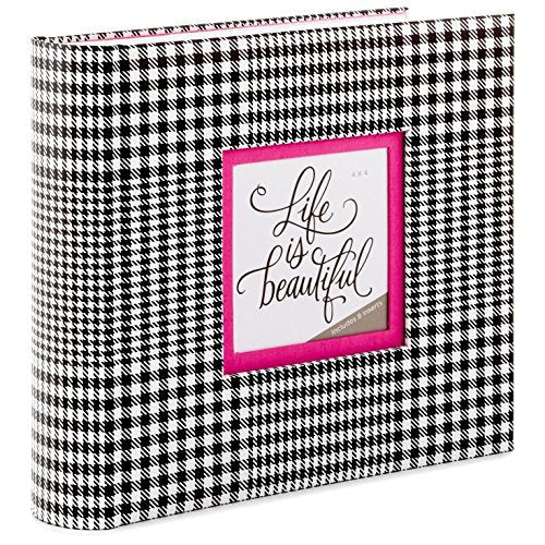 Hallmark Black and White Plaid with Pink Mat Preppy Photo Album Photo Albums Family & Relationships - BCGiftMall