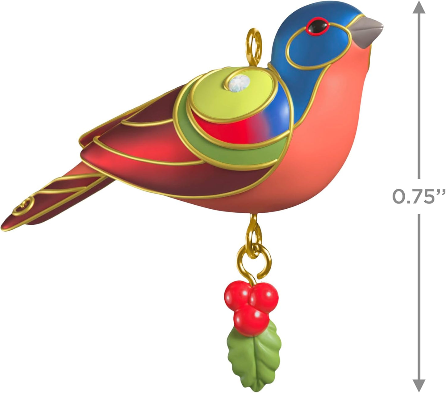 Hallmark Keepsake 0.75" Mini Christmas Ornament 2025, Painted Bunting, Gifts for Nature Lovers - BCGiftMall