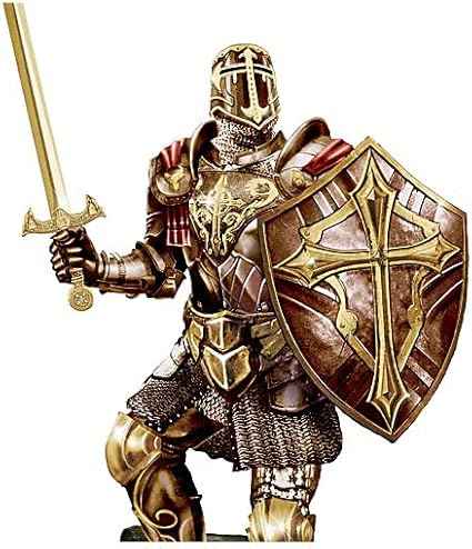 Armour of God Cold-Cast Bronze Sculpture with Two-Sided 24K Gold-Plated Challenge Coin by The Bradford Exchange