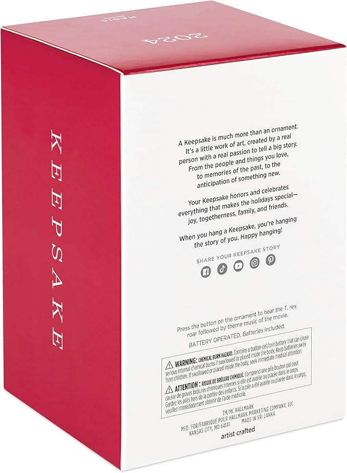 Hallmark Keepsake Christmas Ornament 2024, Jurassic Park Welcome to Jurassic Park with Sound, Movie Gifts