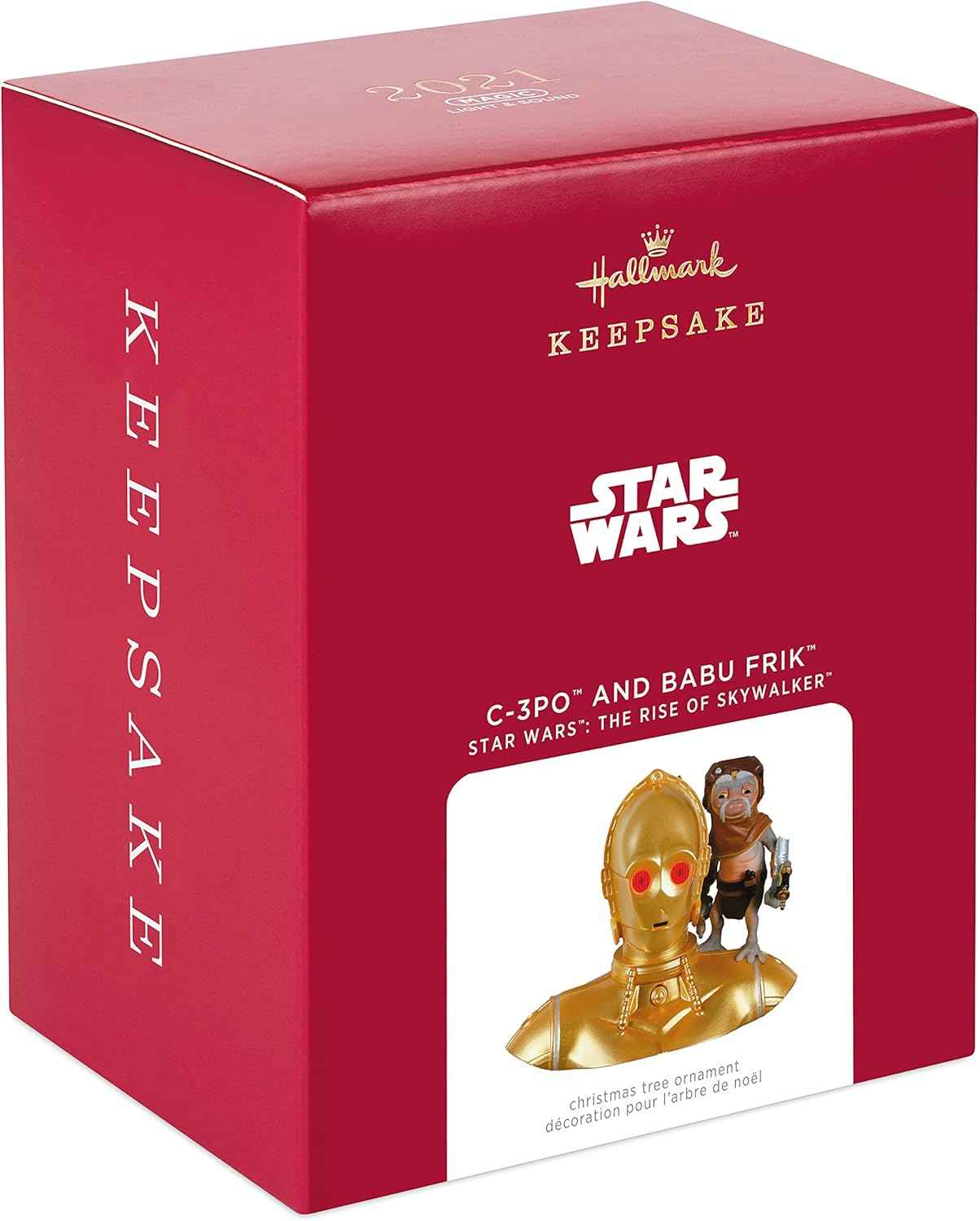 Hallmark Keepsake Christmas Ornament 2021, Star Wars: The Rise of Skywalker C-3PO and Babu Frik, Light and Sound