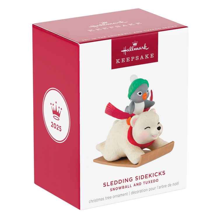Hallmark Keepsake Christmas Ornament 2025, Snowball and Tuxedo Sledding Sidekicks, Gifts for Christmas Lovers