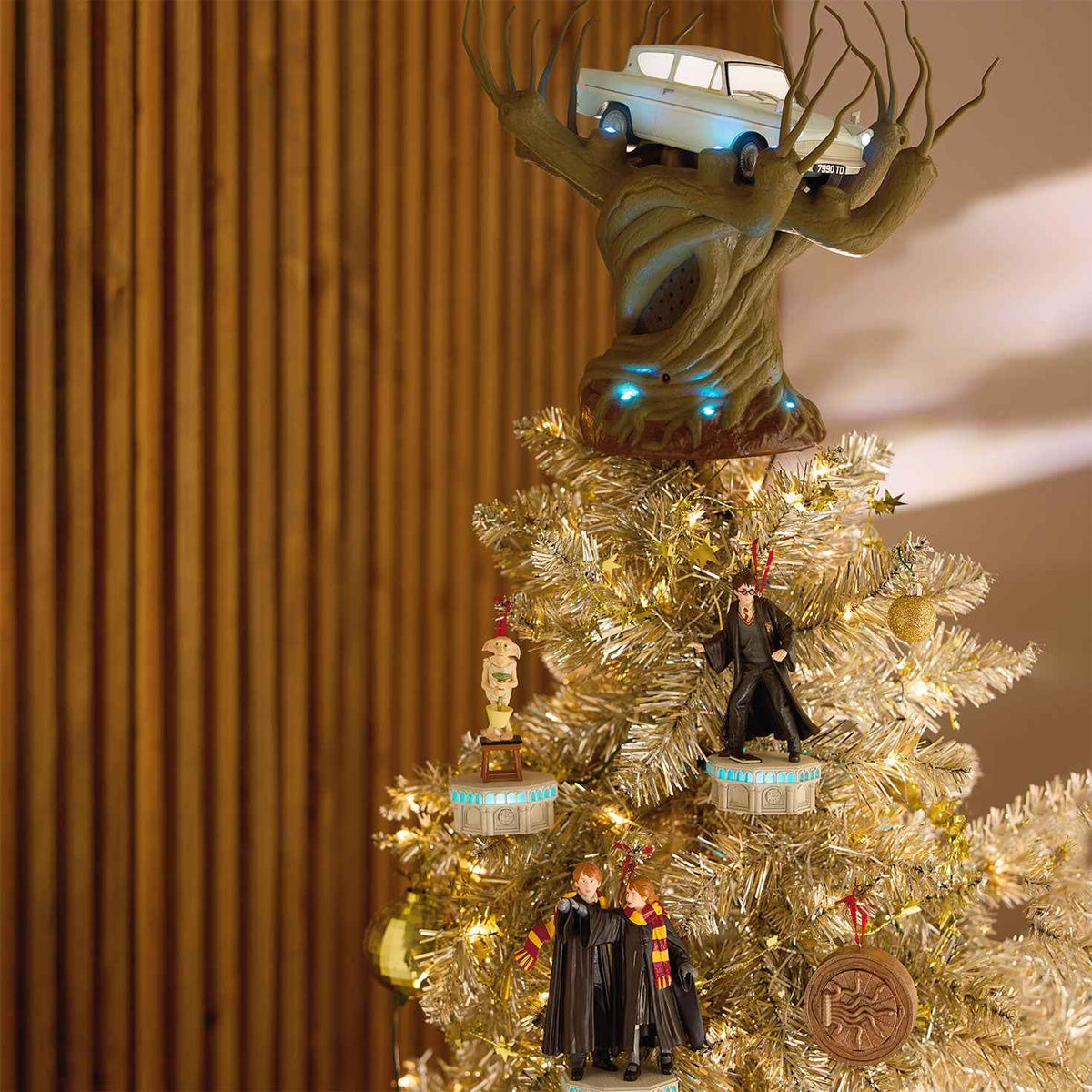 Hallmark Harry Potter and the Chamber of Secrets™ Collection Flying Ford Anglia in the Whomping Willow™ Tree Topper With Light and Sound