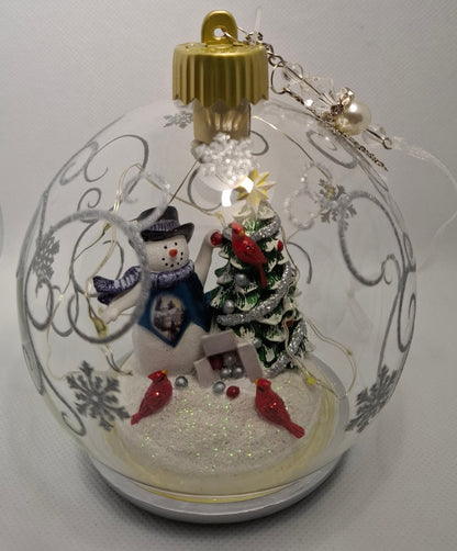 Light-Up Snowman Glass Christmas Ornament by Bradford Exchange