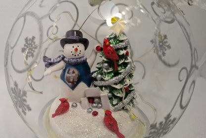 Light-Up Snowman Glass Christmas Ornament by Bradford Exchange