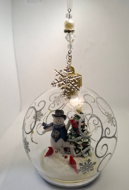 Light-Up Snowman Glass Christmas Ornament by Bradford Exchange