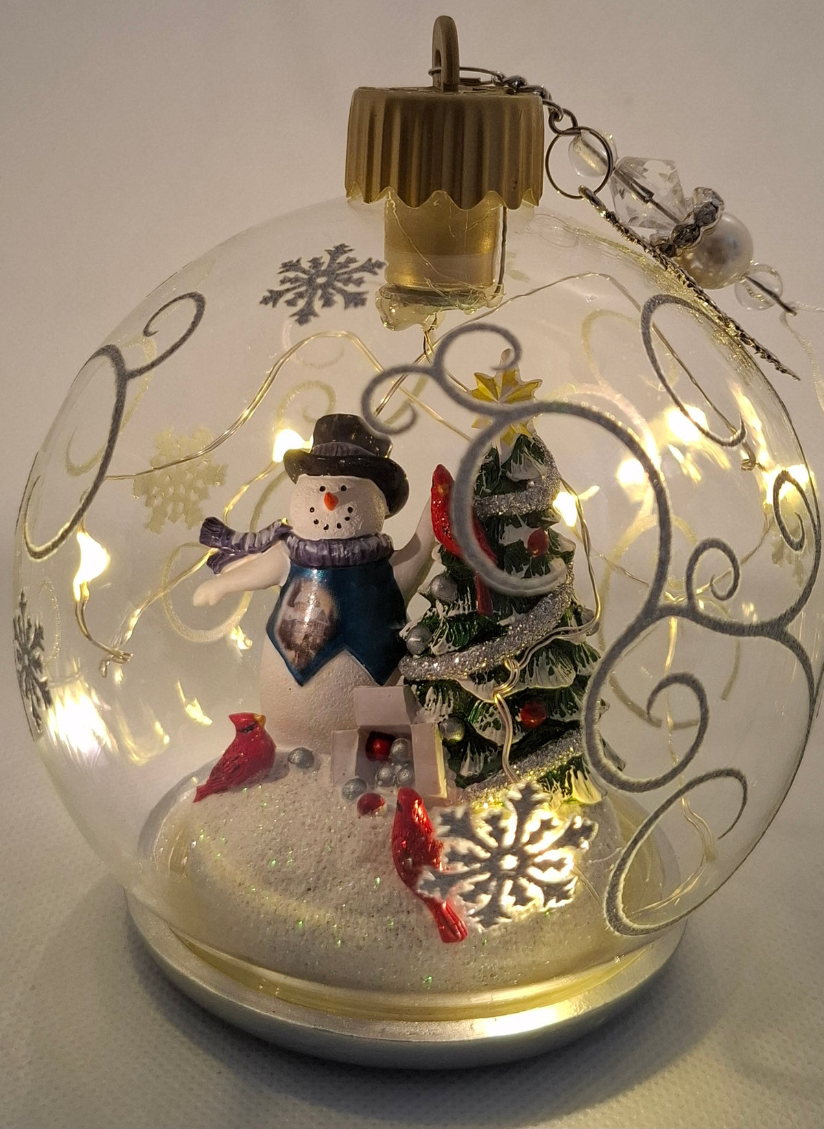 Light-Up Snowman Glass Christmas Ornament by Bradford Exchange