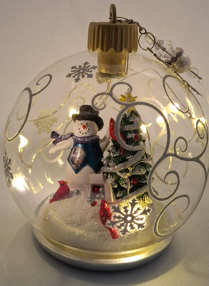 Light-Up Snowman Glass Christmas Ornament by Bradford Exchange