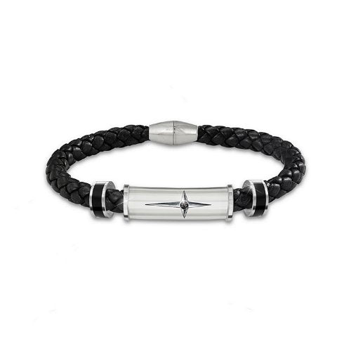 Bradford Exchange The Protection and Strength for My Son Leather and Steel Cross Men's Bracelet