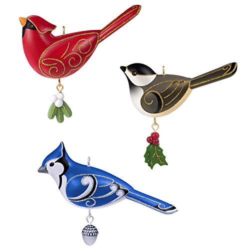 Hallmark Keepsake Christmas 2019 Year Dated Oversized Ornament, Outdoor Bird Set of 3, 3 Count