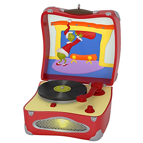 Hallmark Keepsake Christmas Ornament 2021, Dr. Seuss's How The Grinch Stole Christmas! Youre A Mean One, Mr. Grinch Record Player, Musical with Light