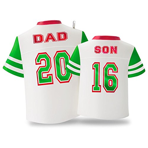 Hallmark Keepsake Ornament Dad and Son Red and Green Jerseys 2016