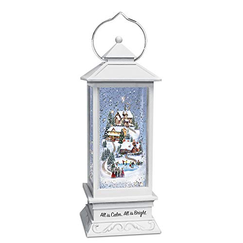 The Bradford Exchange Thomas Kinkade All is Calm, All is Bright Musical Snowglobe Lantern