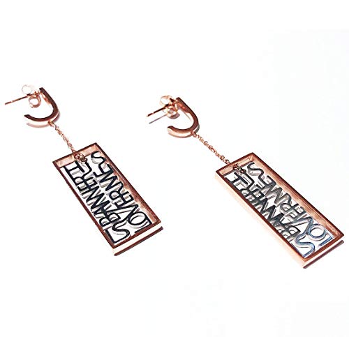 Belovedone rose gold plated stainless steel rectangle drop dangle earrings Song of Songs bible verse fashion calligraphy earrings hypoallergenic unique gifts for teens and women