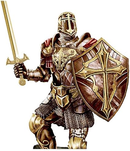 Armour of God Cold-Cast Bronze Sculpture with Two-Sided 24K Gold-Plated Challenge Coin
