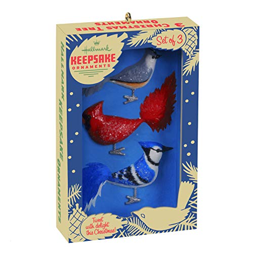 Hallmark Keepsake Christmas Ornament 2020, Nifty Fifties Cardinal, Blue Jay and Titmouse Birds