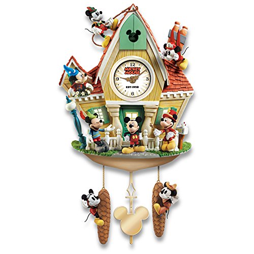 The Bradford Exchange Disney Mickey Mouse Through The Years Cuckoo Clock with Lights Music and Motion