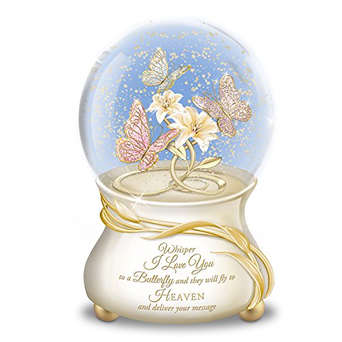 The Bradford Exchange Butterfly Musical Glitter Globe with 22K Gold Lettering Plays Always in My Heart