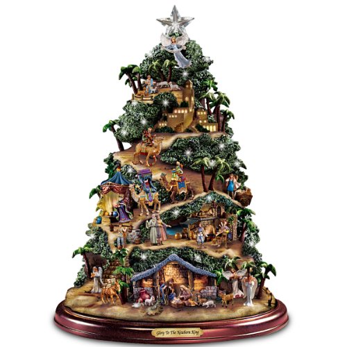 Thomas Kinkade Illuminated Nativity Tabletop Tree: Glory to The Newborn King by Hawthorne Village