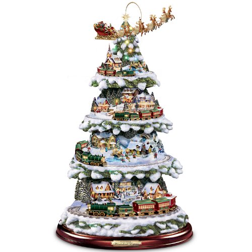 The Bradford Exchange Thomas Kinkade Animated Tabletop Christmas Tree with Train: Wonderland Express