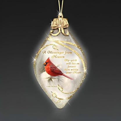 The Bradford Exchange Messengers from Heaven Illuminated Cardinal Art Hand-Blown Glass Ornament by James Hautman 5.5-inches