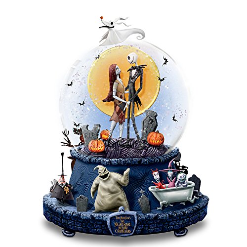 The Bradford Exchange Disney The Nightmare Before Christmas Musical Glitter Globe with Rotating Base