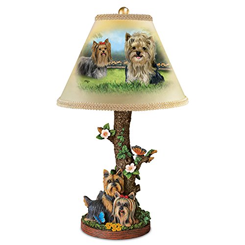 Linda Picken Darling Yorkie Accent Table Lamp with Sculpted Yorkies Base by The Bradford Exchange