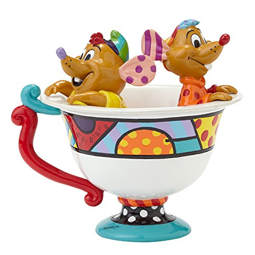 Enesco Disney by Britto Jaq & Gus in Tea Cup Figurine, 5-Inch