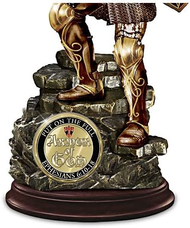 Armour of God Cold-Cast Bronze Sculpture with Two-Sided 24K Gold-Plated Challenge Coin