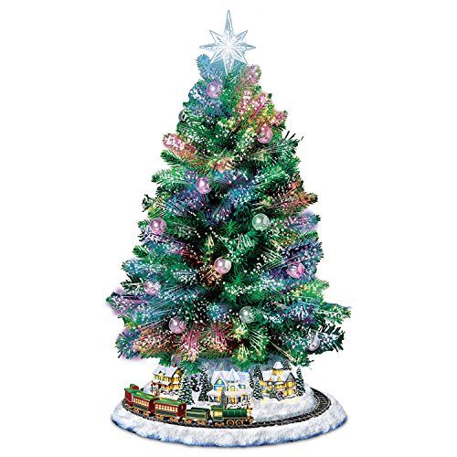 The Bradford Exchange Thomas Kinkade Holiday Sparkle Color-Changing Fiber-Optic Tabletop Christmas Tree