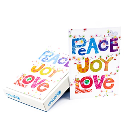 Hallmark UNICEF Christmas Boxed Cards (Peace Joy Love Lettering, 12 Christmas Greeting Cards and 13 Envelopes)