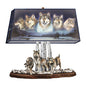 Wildlife Lamp with Sculpted Wolves Base and Al Agnew Wolf Art on Fabric Shade by The Bradford Exchange