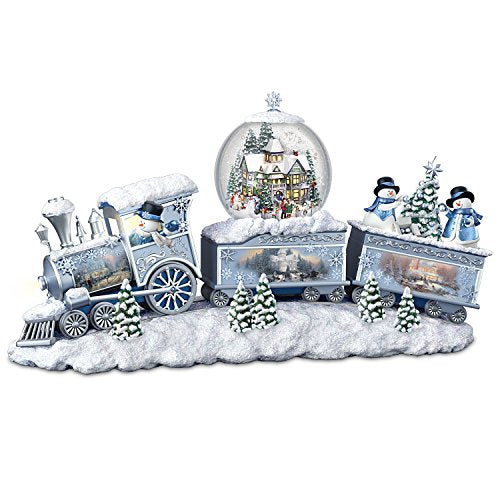 The Bradford Exchange Thomas Kinkade Snowfall Express Light Up Musical Snowman Snowglobe Train