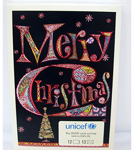 Hallmark URS5215 Unicef Black With Multi-color Merry Christmas