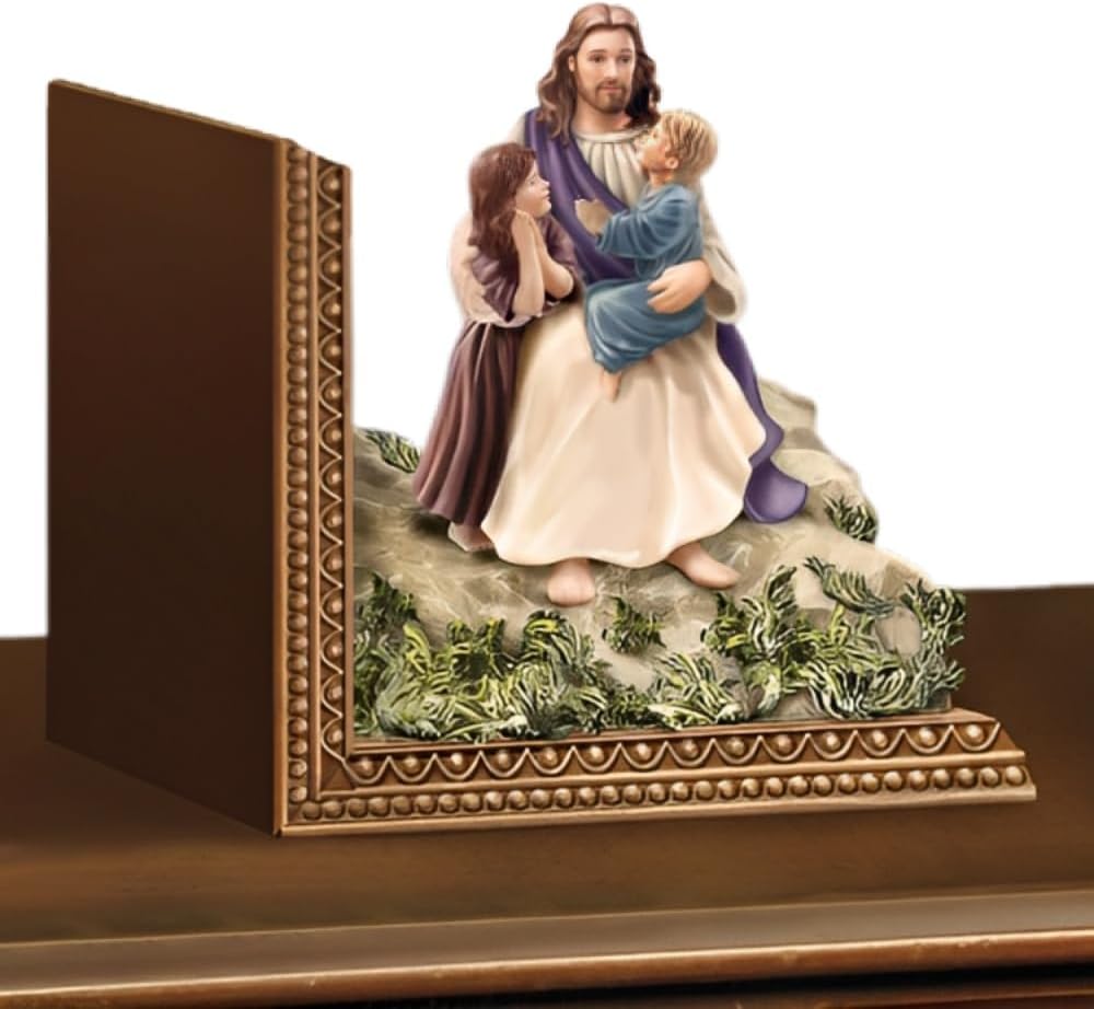 The Bradford Exchange Jesus is Always with Me Bookend Collection Let The Children Come to Me Inspiring Scripture Religious Sculptures of Love and Faith 6-inches