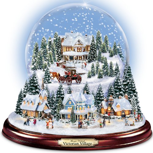 The Bradford Exchange Thomas Kinkade Victorian Christmas Village Snowglobe