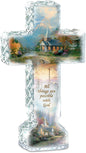 The Bradford Exchange Thomas Kinkade Faceted Crystalline Cross with Chapel Art and Uplifting Message