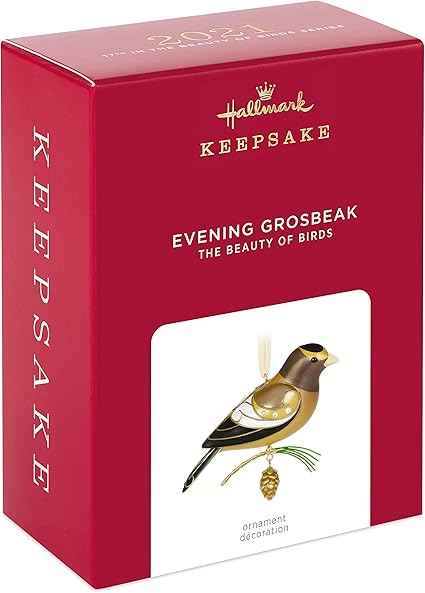 Hallmark Keepsake Christmas Ornament 2021, The Beauty of Birds Evening Grosbeak, 2.87 in