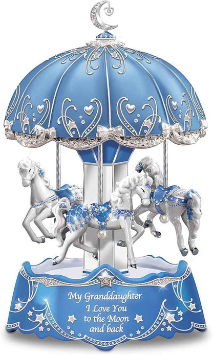 The Bradford Exchange Carousel Music Box with Sentiment for Granddaughter Lights Up