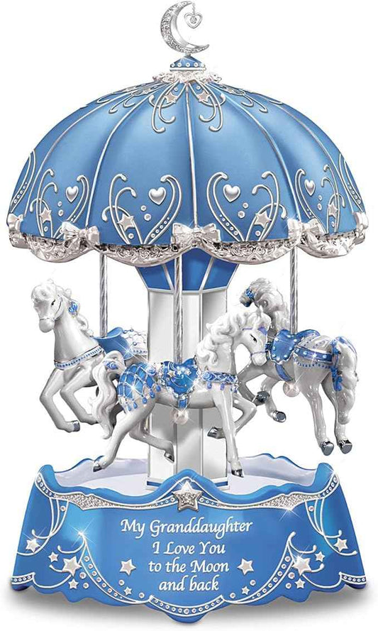 The Bradford Exchange Carousel Music Box with Sentiment for Granddaughter Lights Up