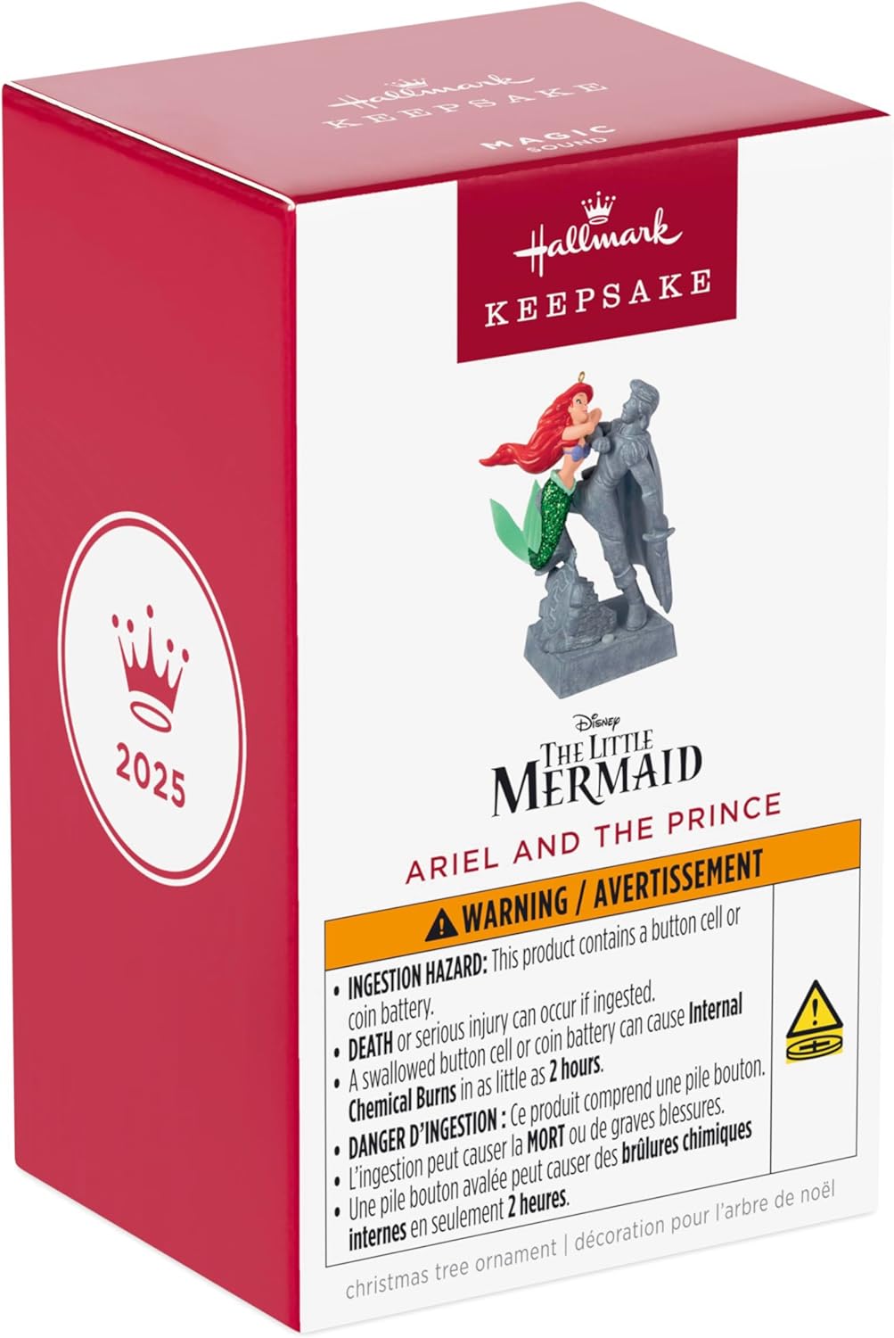 Hallmark Keepsake Christmas Ornament 2025, Disney The Little Mermaid Ariel and The Prince with Sound, Gifts for Disney Fans - BCGiftMall