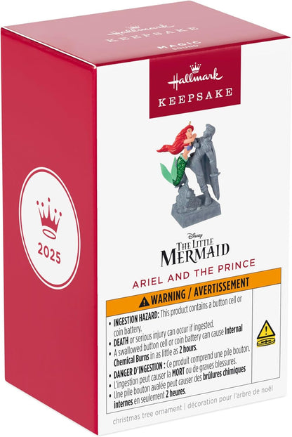 Hallmark Keepsake Christmas Ornament 2025, Disney The Little Mermaid Ariel and The Prince with Sound, Gifts for Disney Fans - BCGiftMall