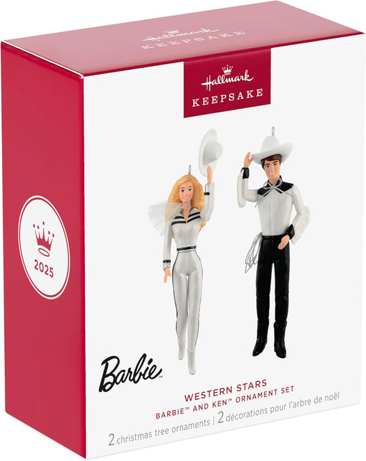 Hallmark Keepsake Christmas Ornaments 2025, Barbie and Ken Western Stars, Set of 2, Gifts for Barbie Fans