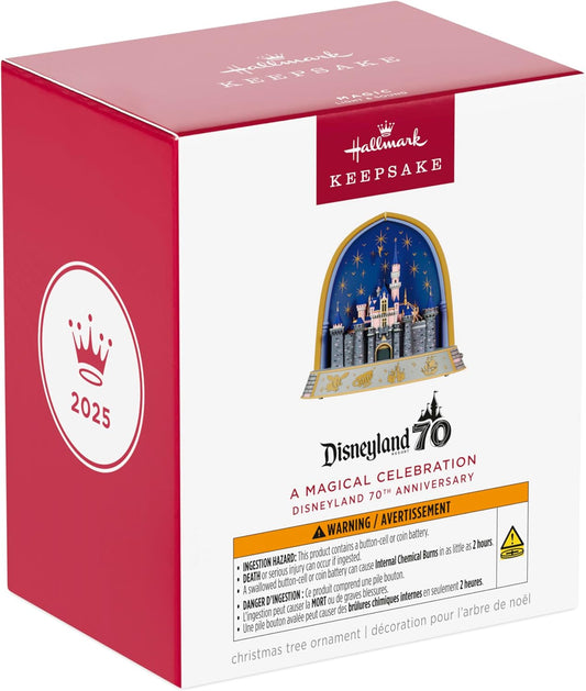 Hallmark Keepsake Disney Christmas Ornament 2025, Disneyland 70th Anniversary A Magical Celebration Musical with Light, Sleeping Beauty Castle - BCGiftMall