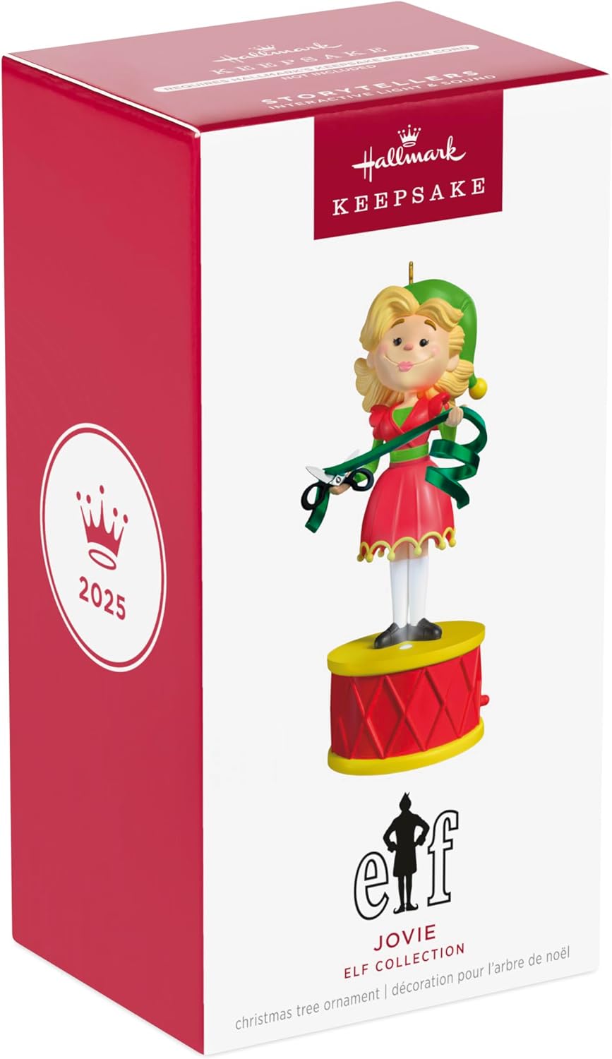 Hallmark Keepsake Christmas Ornament 2025, Elf Collection Jovie with Light and Sound, Christmas Movie Gifts