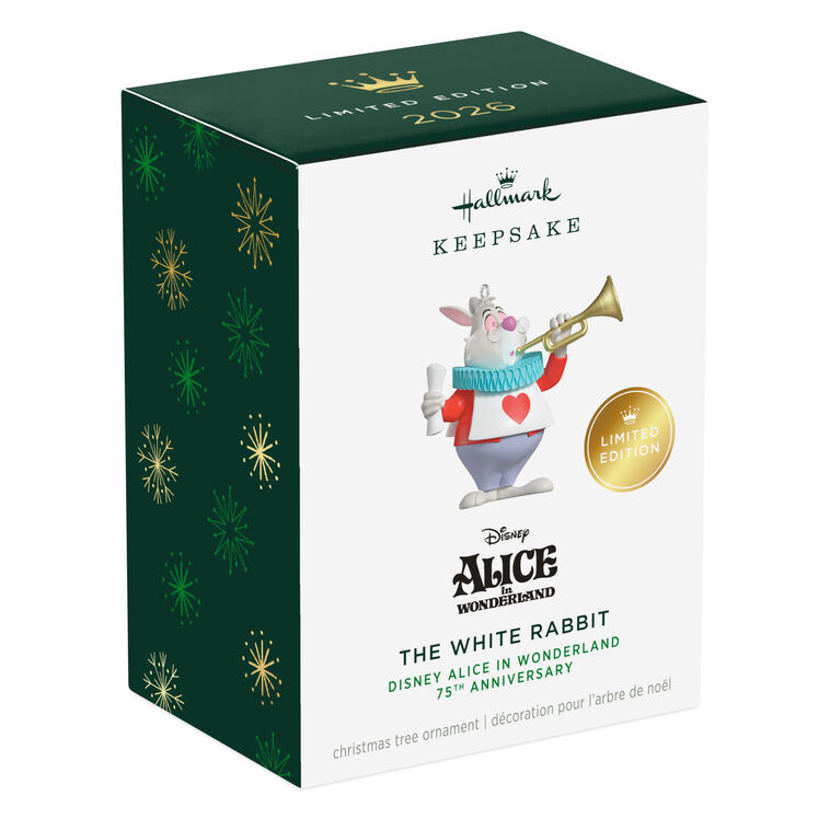 2026 Limited Edition Hallmark Christmas Ornament Disney Alice in Wonderland 75th Anniversary The White Rabbit