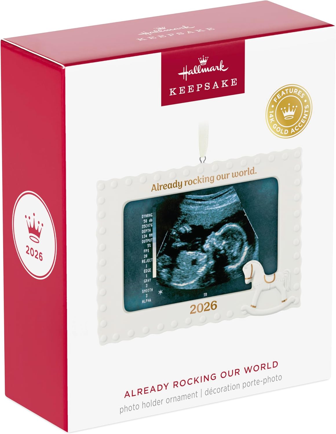 Hallmark Keepsake Christmas Ornament 2026, Already Rocking Our World 2026 Photo Frame, Porcelain, New Baby Gifts