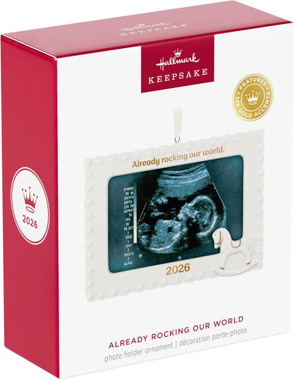 Hallmark Keepsake Christmas Ornament 2026, Already Rocking Our World 2026 Photo Frame, Porcelain, New Baby Gifts