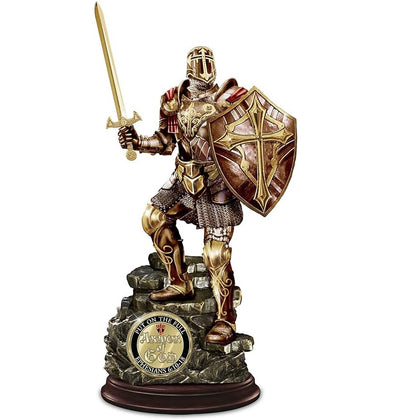 Armour of God Cold-Cast Bronze Sculpture with Two-Sided 24K Gold-Plated Challenge Coin by The Bradford Exchange