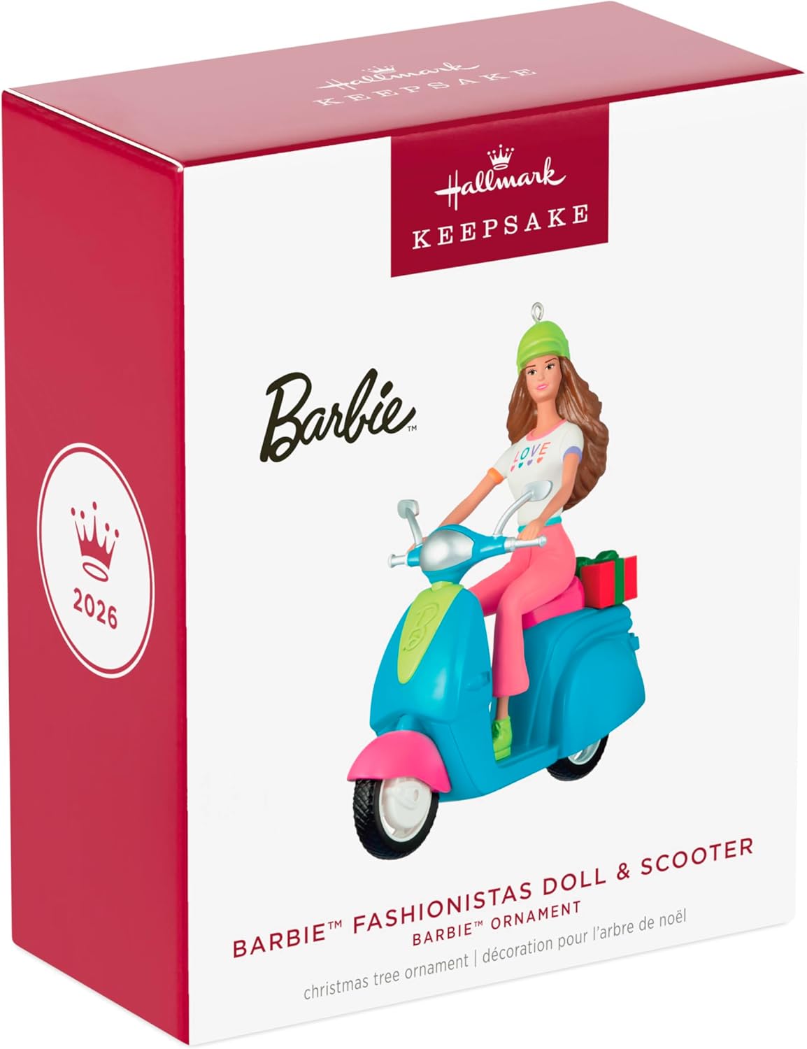 Hallmark 2026 Keepsake Barbie Christmas Ornament (Fashionistas Doll and Scooter)